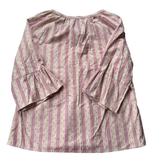 Bit & Bridle‎ Shirt Tan Pink Peasant Farmhouse Boho Woman's Medium Flare Sleeve - Picture 3 of 7